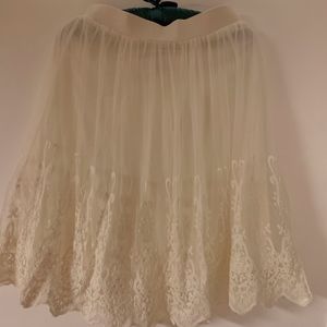 women's tulle off-white midi-skirt